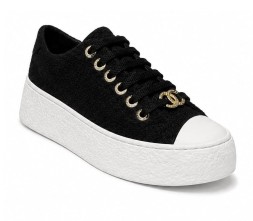 Chanel Black Textile Sneakers
