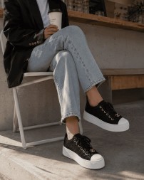 Chanel Black Textile Sneakers