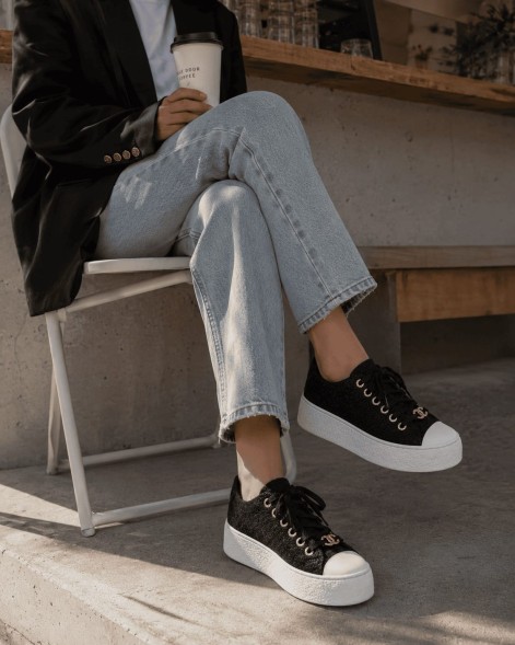 Женские кеды Chanel Black Textile Sneakers