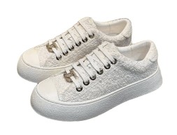 Chanel White Textile Sneakers