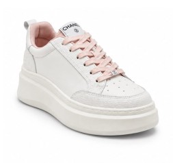 Chanel Platform Sneakers Leather White/Pink