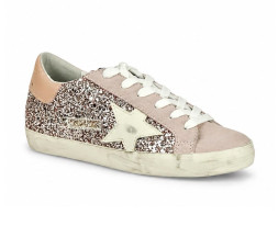 Golden Goose Super-Star in Silver Glitter With Leather Star and Heel Tab
