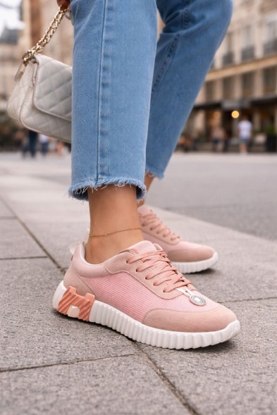 Женские кроссовки Hermes Low Top Casual Pink